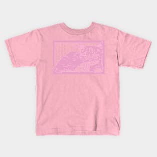 Tiger Kitten with Yarn in Pink Kids T-Shirt